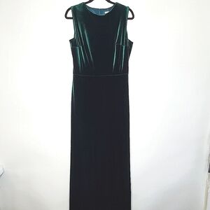 Revelry Cleo Velvet Maxi Dress Size 16 Green Cut Out Stretch Sleeveless Luxe